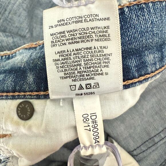 Express Jeans Y2K Acid Wash Distressed Denim Jeans Slim Leg High Rise Size 4 - Picture 7 of 15